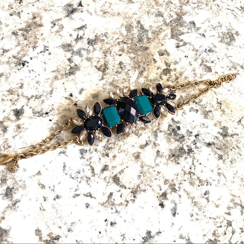 J.CREW Rhinestone Navy & Forest Green Bracelet